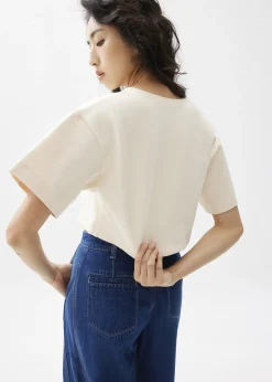 Boxy Notch Collar Crop Tee