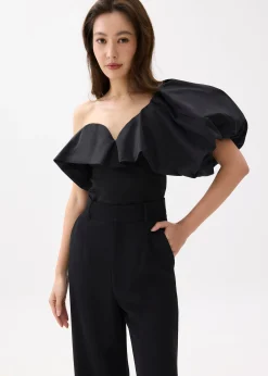 BraFree by LB Asymmetric Puff Sleeve Top