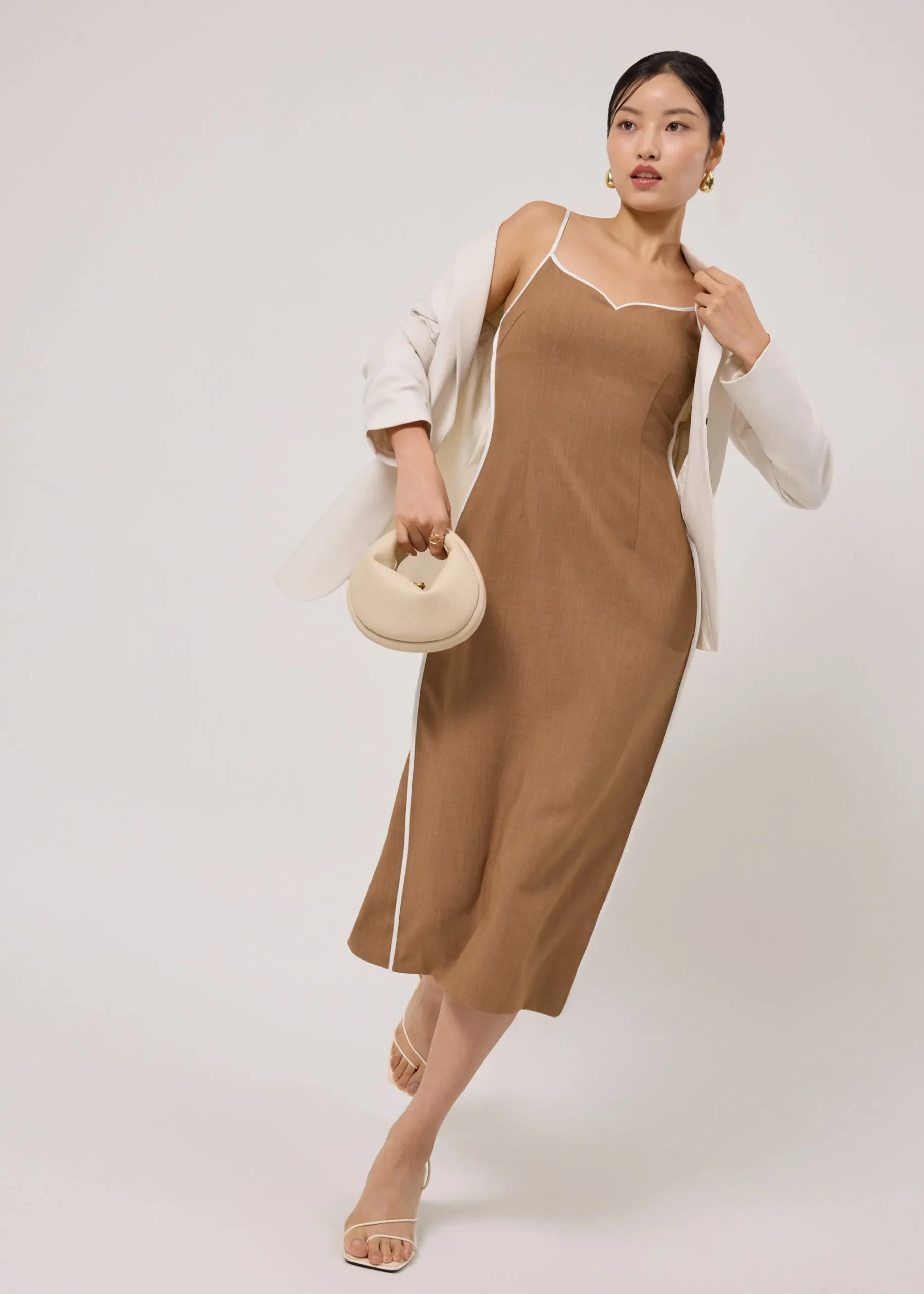 BraFree by LB Contrast Piping Sweetheart Column Midaxi Dress