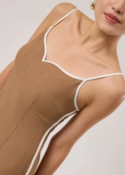 BraFree by LB Contrast Piping Sweetheart Column Midaxi Dress