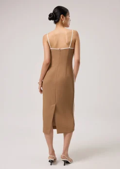 BraFree by LB Contrast Piping Sweetheart Column Midaxi Dress