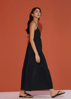 BraFree by LB Cotton Fit & Flare Tiered Midaxi Dress