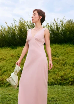 BraFree by LB Georgette V-Neck Bias Cut Midaxi Dress