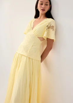 BraFree by LB Lace V-Neck Bell Sleeve Fit & Flare Maxi Dress