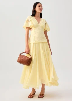 BraFree by LB Lace V-Neck Bell Sleeve Fit & Flare Maxi Dress