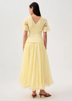 BraFree by LB Lace V-Neck Bell Sleeve Fit & Flare Maxi Dress