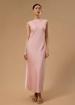 BraFree by LB Satin Cowl Neck Bias Cut Maxi Dress