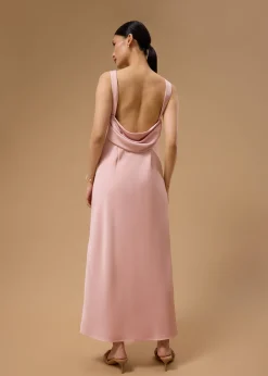 BraFree by LB Satin Cowl Neck Bias Cut Maxi Dress