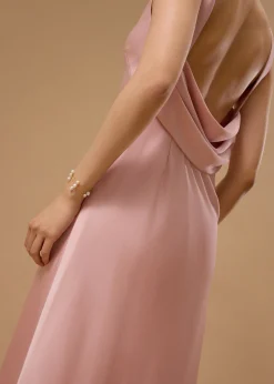 BraFree by LB Satin Cowl Neck Bias Cut Maxi Dress