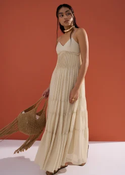 BraFree by LB Sheer Fit & Flare Floor Length Dress