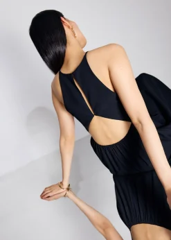 BraFree by LB Textured Cut Out Elastic Fit & Flare Midaxi Dress