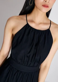 BraFree by LB Textured Cut Out Elastic Fit & Flare Midaxi Dress
