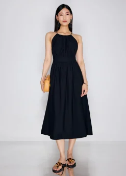 BraFree by LB Textured Cut Out Elastic Fit & Flare Midaxi Dress