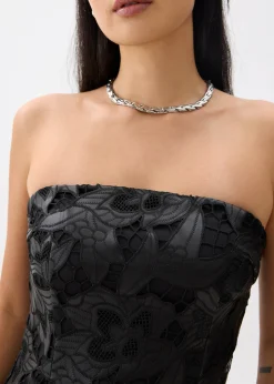 BraFree by LB Vegan Leather Lace Tube Midaxi Dress