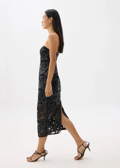 BraFree by LB Vegan Leather Lace Tube Midaxi Dress