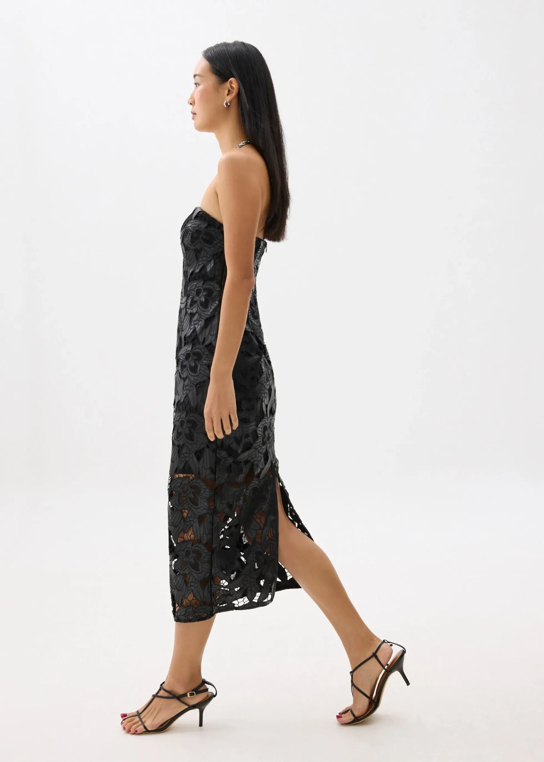 BraFree by LB Vegan Leather Lace Tube Midaxi Dress