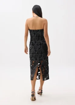 BraFree by LB Vegan Leather Lace Tube Midaxi Dress