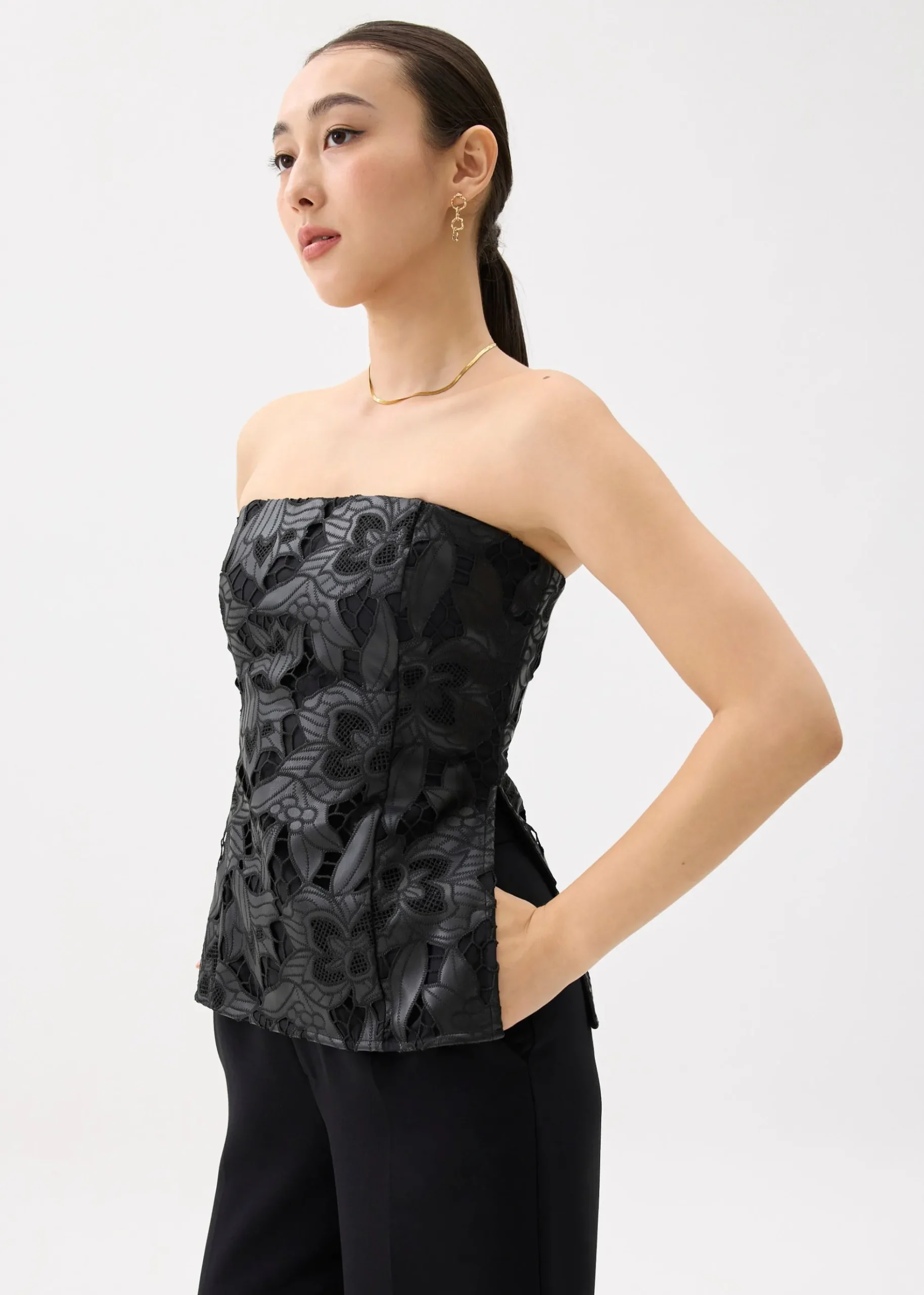 BraFree by LB Vegan Leather Lace Tube Top