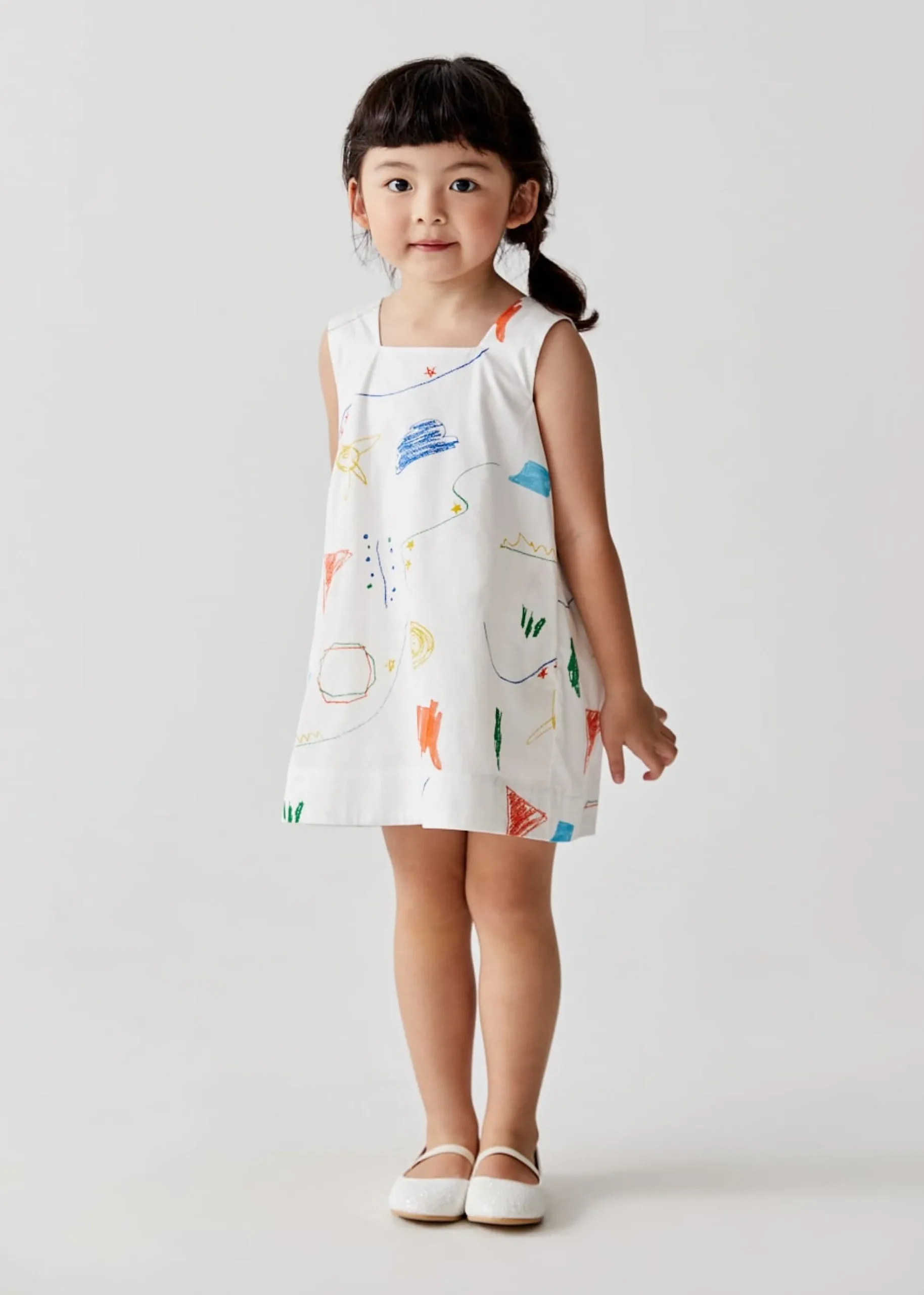 Brennie Shift Dress in Sunny Scribbles