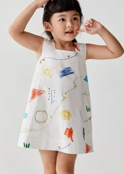 Brennie Shift Dress in Sunny Scribbles