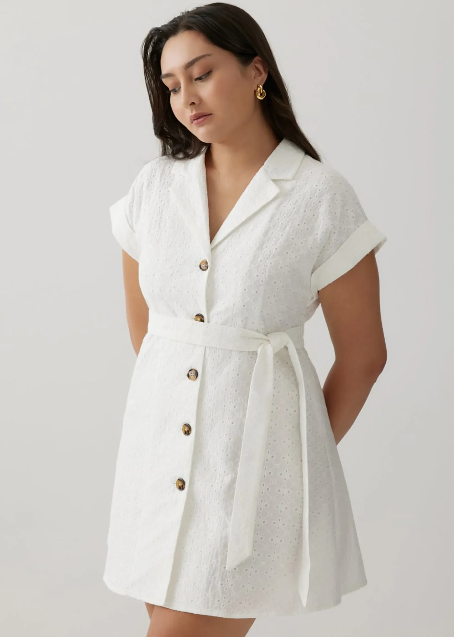 Britney Broderie Collar Shirt Dress