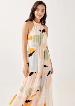 Britta Halter Neck Tiered Maxi Dress in Alluring Bloom