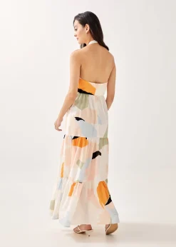 Britta Halter Neck Tiered Maxi Dress in Alluring Bloom