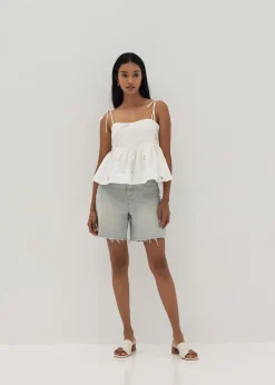 Brittany Embroidered Peplum Camisole in Humble Abode