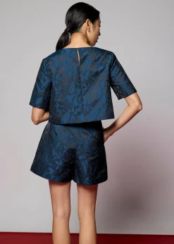 Brocade Boxy Crop Shell Top