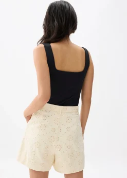 Broderie High Waist Tailored Shorts