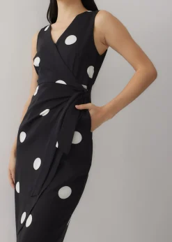 Calla Polka Dot Front Wrap Dress