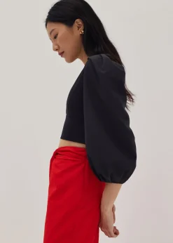 Camala Padded Bustier Puff Sleeve Top