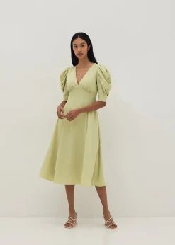Cambrie Padded Cowl Sleeve Dress