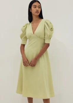 Cambrie Padded Cowl Sleeve Dress