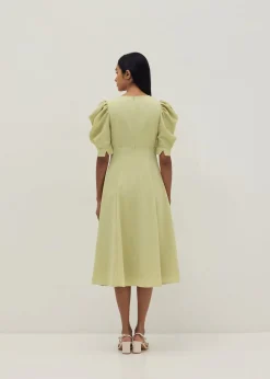 Cambrie Padded Cowl Sleeve Dress
