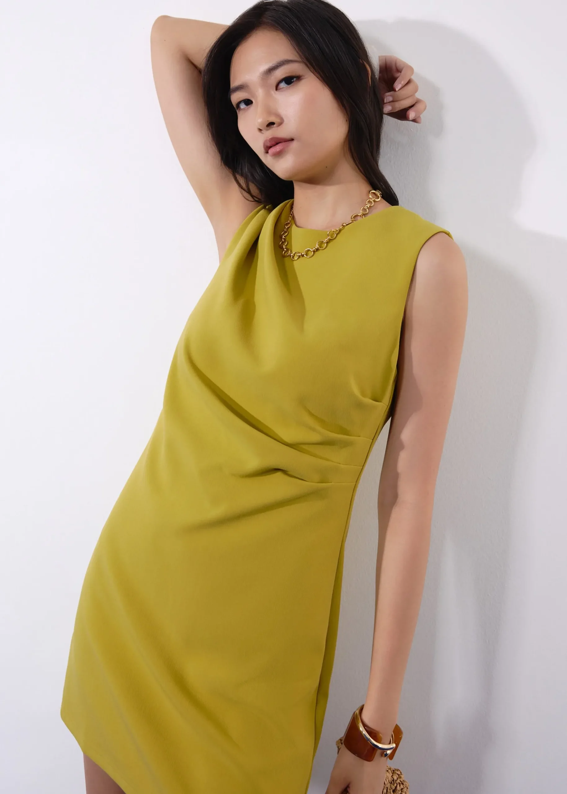 Carrie Structured Drape Shift Mini Dress