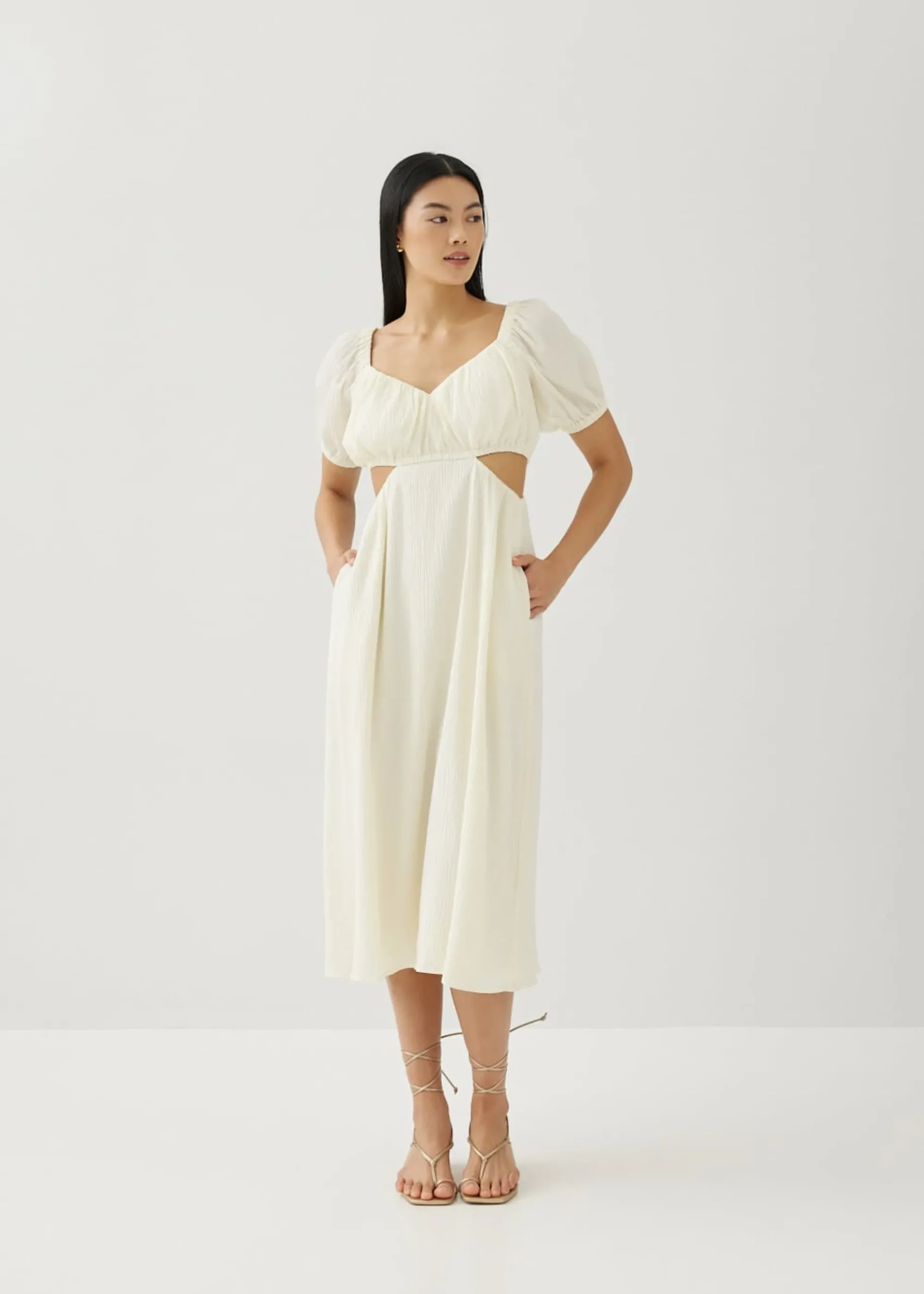 Cereza Padded Textured Cut Out Dress