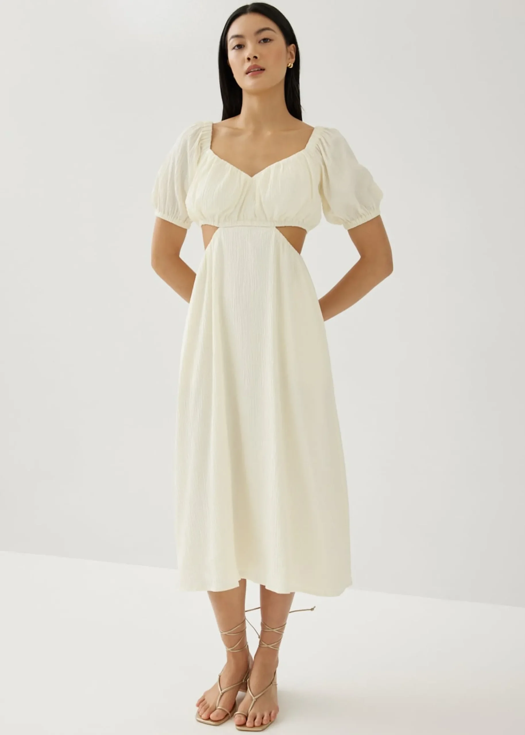 Cereza Padded Textured Cut Out Dress
