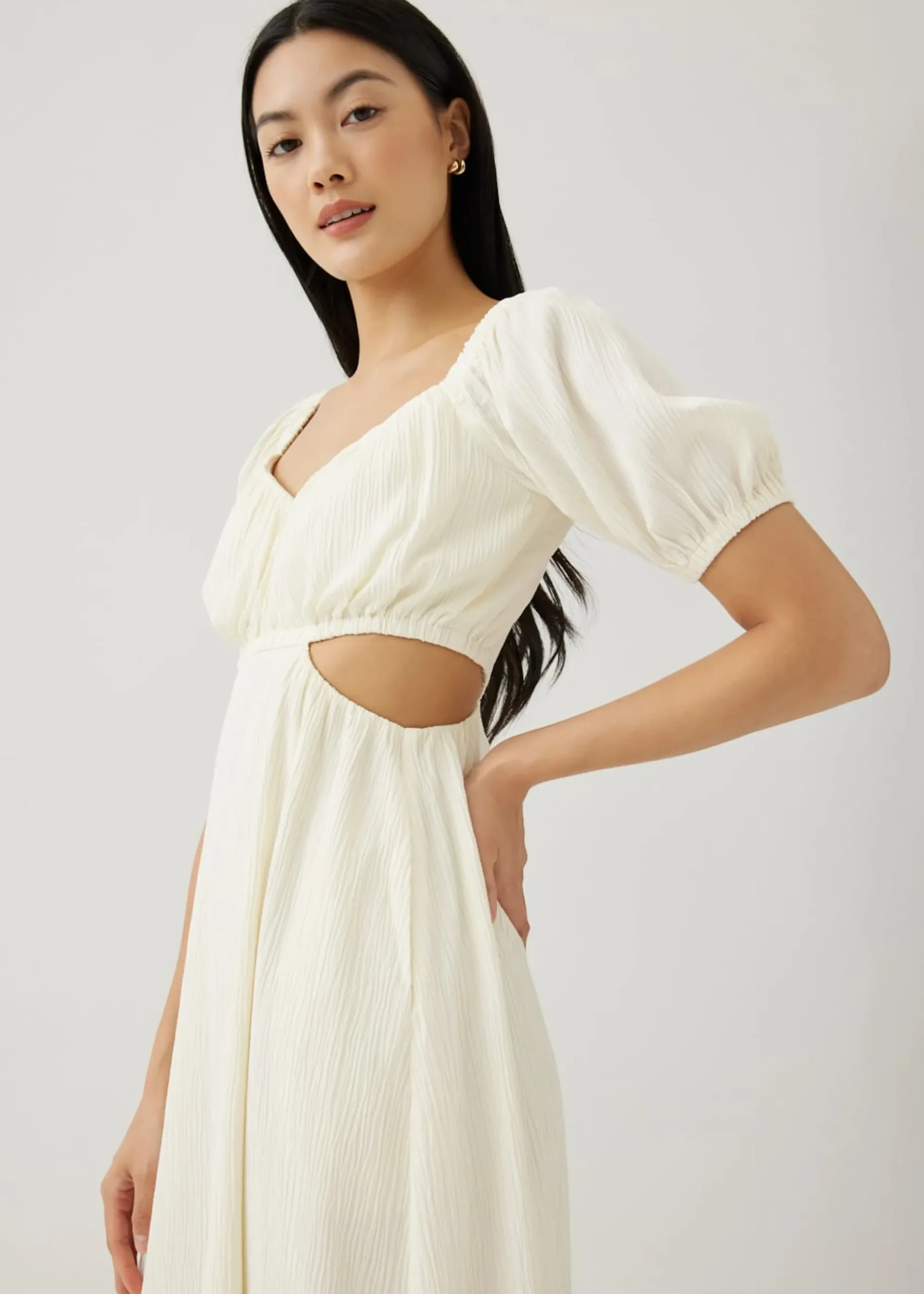 Cereza Padded Textured Cut Out Dress