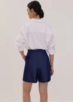 Chambray High Waist Shorts