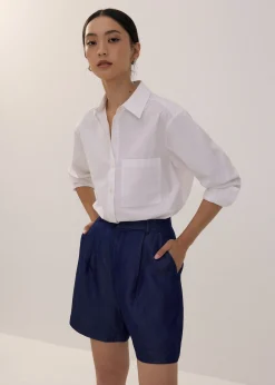 Chambray High Waist Shorts