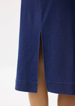Chambray Scoop Neck Column Midi Dress