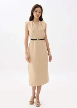 Charlotte V-neck Column Midi Dress