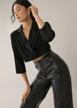 Chelo Micro Pleat Wrap Blouse