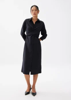 Collared Column Midi Dress