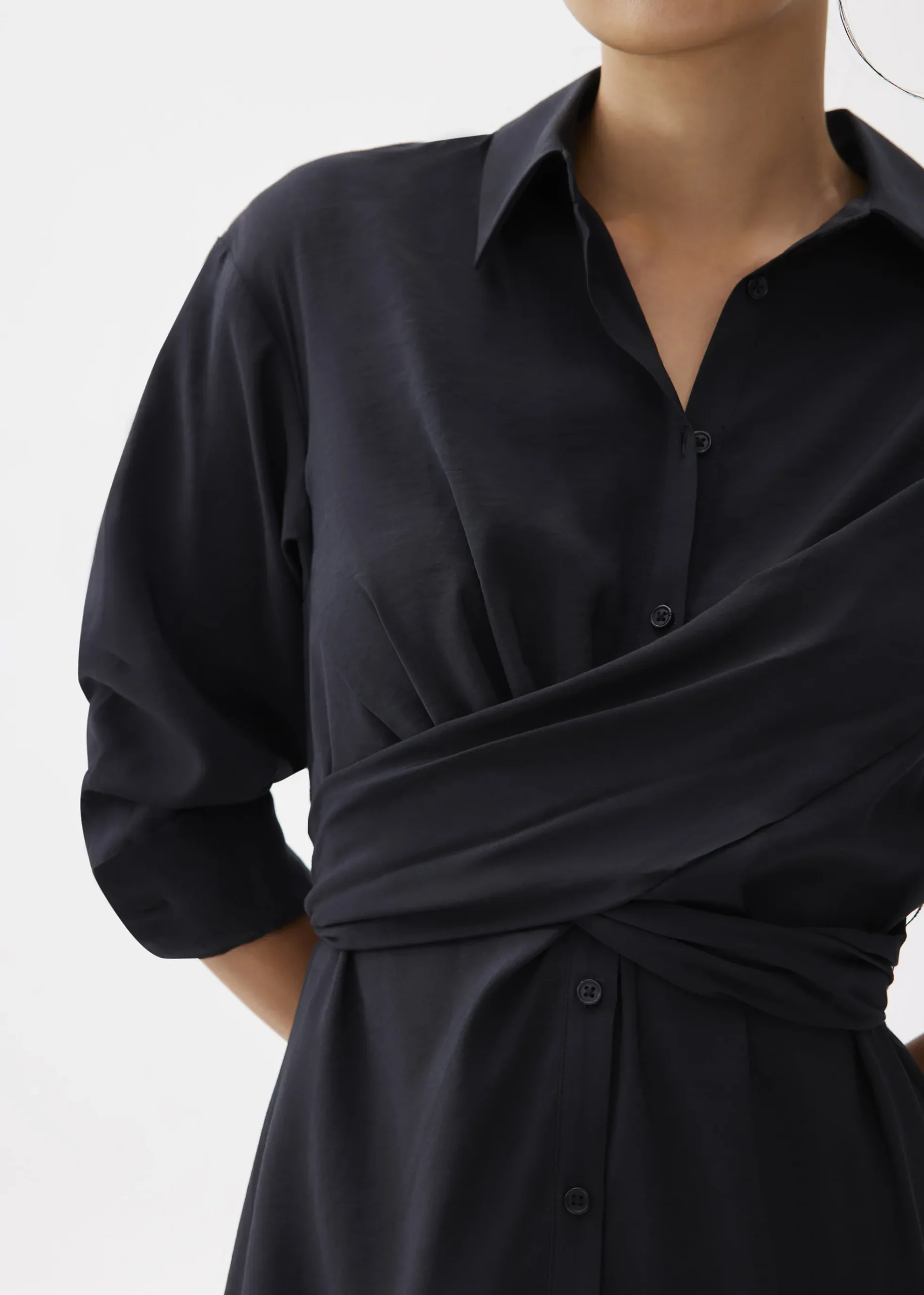 Collared Column Midi Dress
