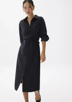 Collared Column Midi Dress