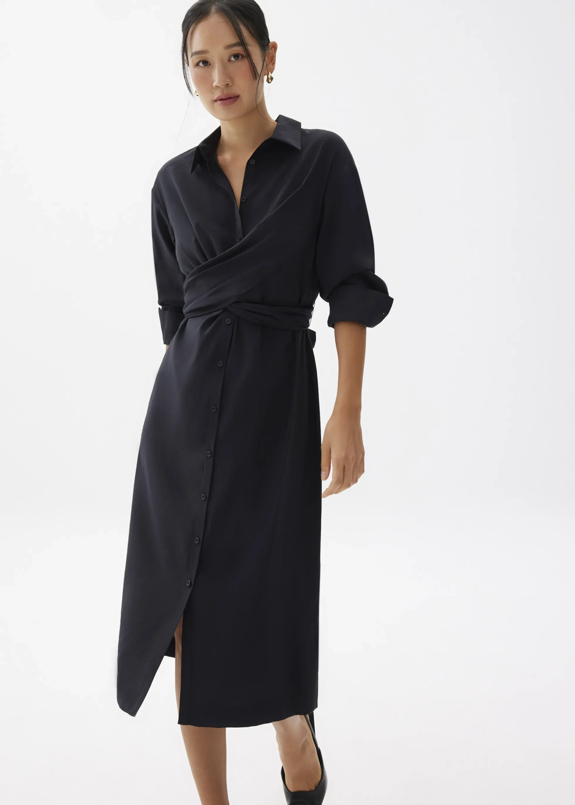 Collared Column Midi Dress