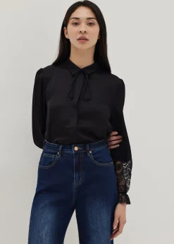 Collared Lace Cuff Sleeve Blouse