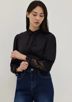 Collared Lace Cuff Sleeve Blouse